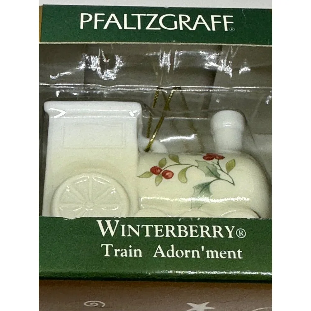 VTG 1999 Pfaltzgraff‎ Winterberry Train Ornament NIB Christmas Holiday Decor